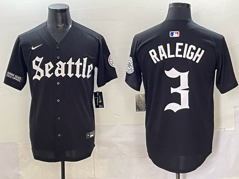 Men Seattle Mariners #3 Raleigh black MLB 2025 Nike jersey 012